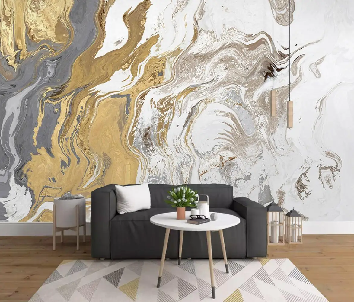 

beibehang Custom wallpaper mural new Chinese abstract light luxury mood golden gold foil landscape background wall paper