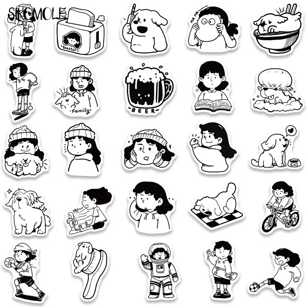 10/30/50 шт. наклейки с изображением девушки и ее щенка