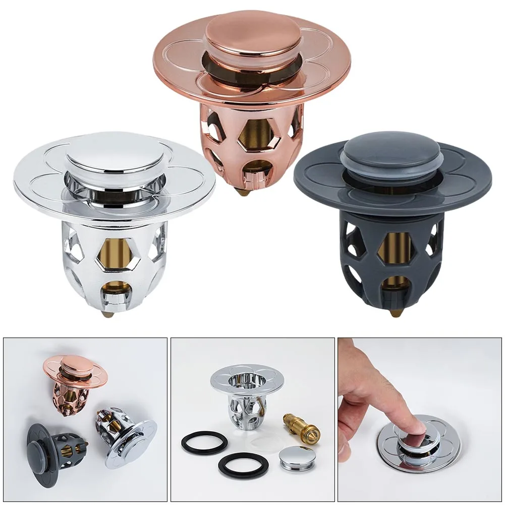 

Drain Stopper Pop-Up Bounce Core Basin Drain Filter Wash Sink Strainer Bath Stopper Drain Cover Universal Bathroom Sink Plug