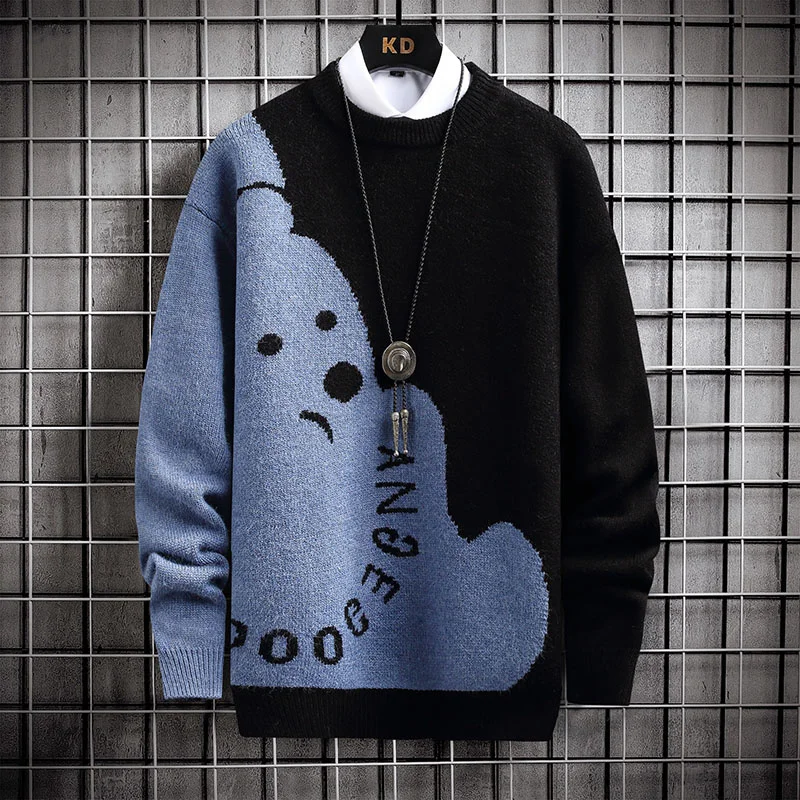 

Fall New Winter Hip Hop s Christmas Sweaters Fashion Printed Loose Cashmere Sweater High Quality Knit Pullover Men Tops