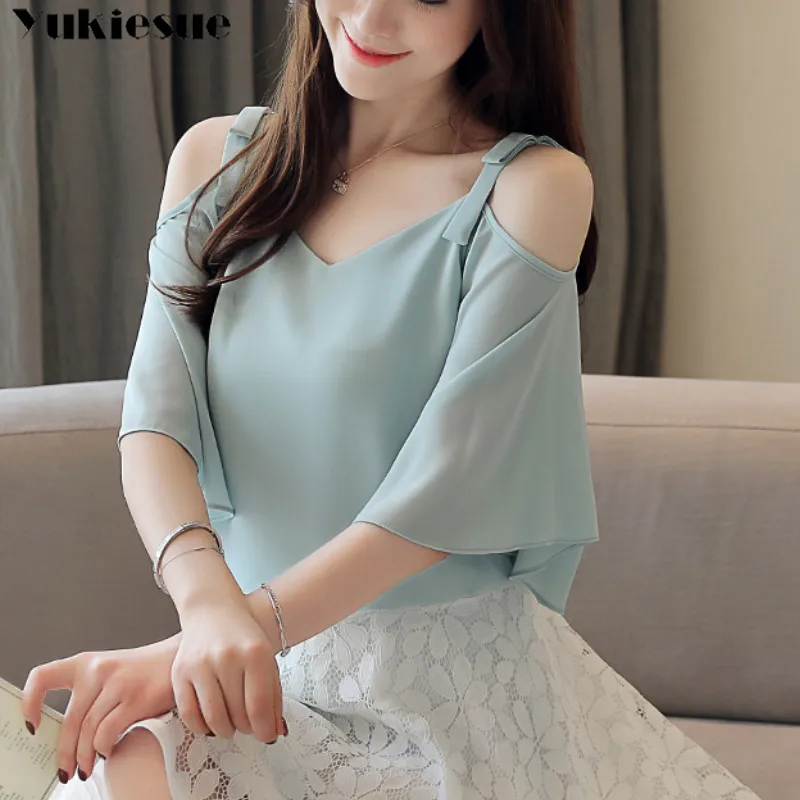 Женская блузка с коротким рукавом летучая мышь открытыми плечами - купить по