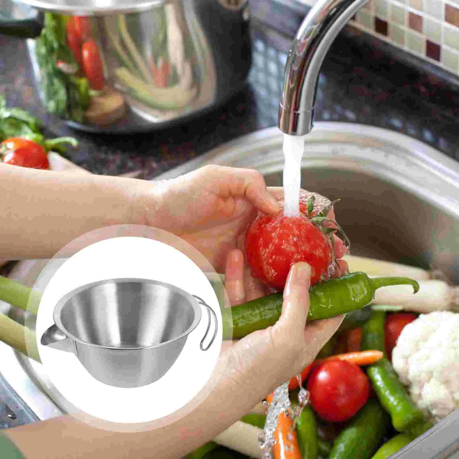 Kitchen Round Basin Vegetable Stainless Steel Colander Mixing Bowl Household Washing Thicken Large Accessory Bowls