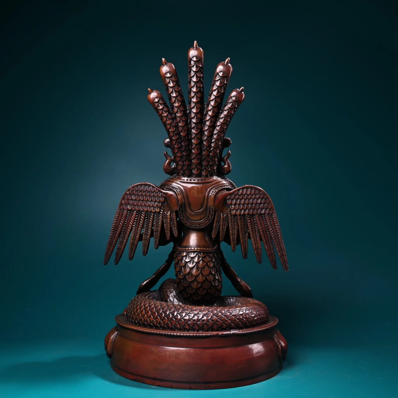 13-дюймовая коллекция тибетского храма старая бронза дерево дракона бодхисаттва