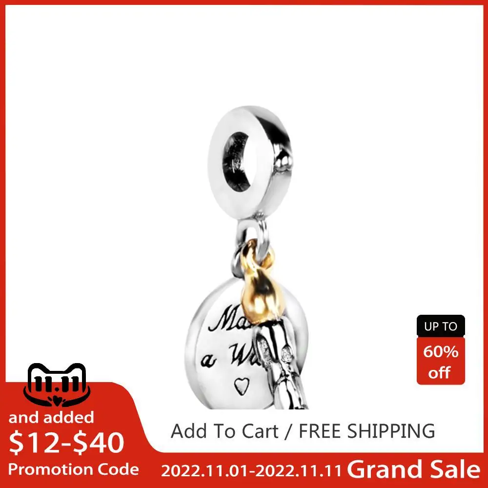 

Popular 925 Solid Silver Beads Charms Gold Two Color Birthday Candle Fit Pandora 925 Original Bracelet Women DIY Jewelry Gift