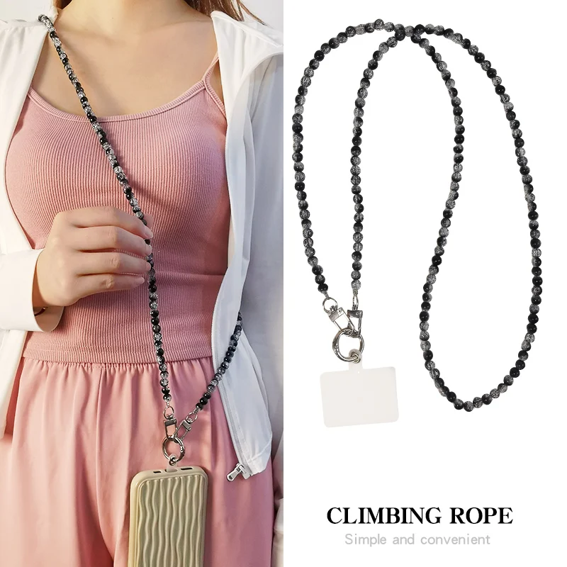 

Burst Bead Long Rope Diagonal Cross Hanging Rope Mobile Phone Hanging Rope Diagonal Hanging Rope Clip Chain Anti Loss Lanyard