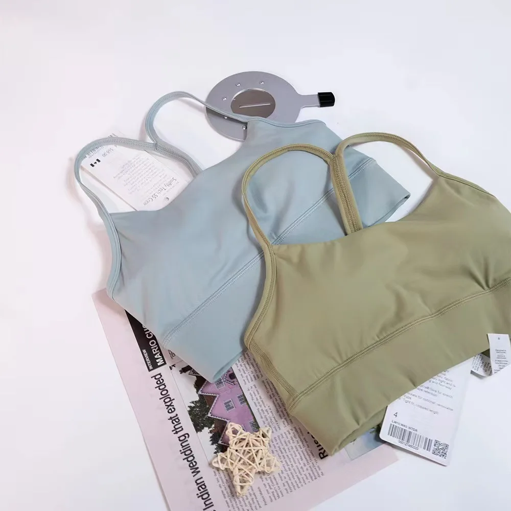 Lulu-Quick drying yoga suit, women's sports underwear, nude double-sided brushed solid color bra, sports Y-shaped back vest