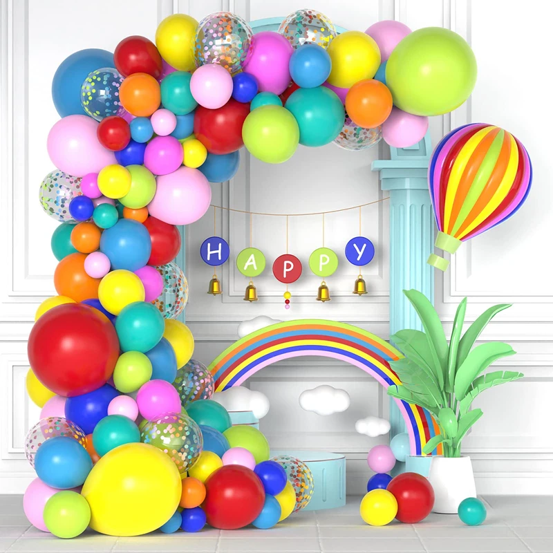 

Rainbow Balloon Arch Kit Assorted Color Latex Confetti Balloons for Carnival Circus Fiesta Baby Shower Birthday Decorations