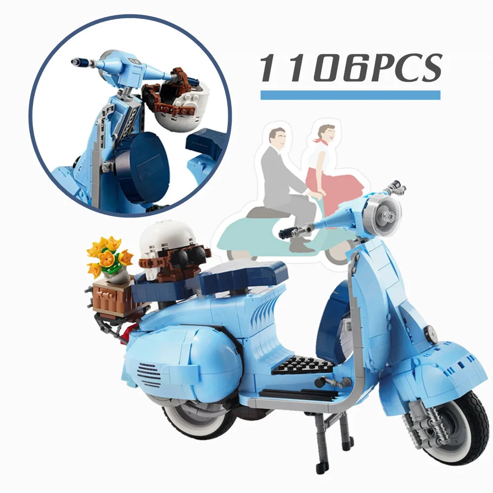 

1106PCS Vespas MOTORBIKE Roman Holiday Famous Motorcycle Fit 10298 Building Blocks Bricks Model Toy Kid Gift Boys Set