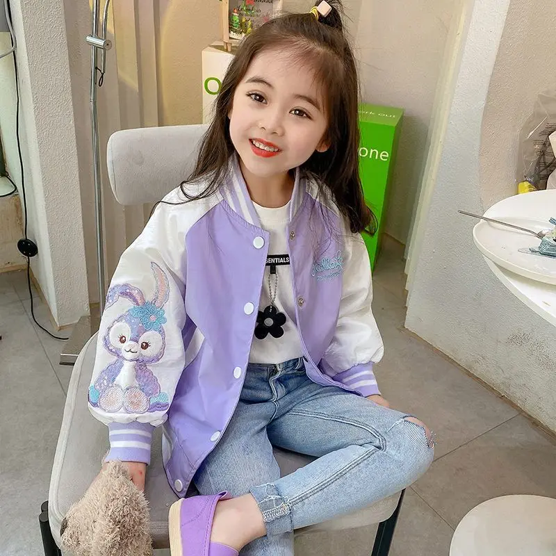 

Girls' Jacket Autumn and Winter New Style Children's Cartoon Cute Baseball Uniform Little Girl Jacket Long Sleeve Top