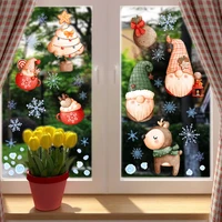 cute father christmas hat snowflake wall stickers cartoon window decor glass sticker double sided visual decorative wall paper