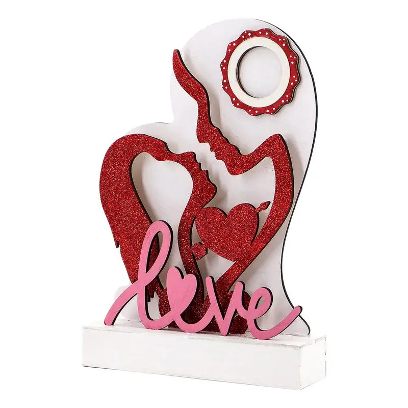 

Valentine's Day Light Up Decor Romantic Wooden Statues of Loved Ones LED Lighted Table Centerpiece Wood Craft Home Accents