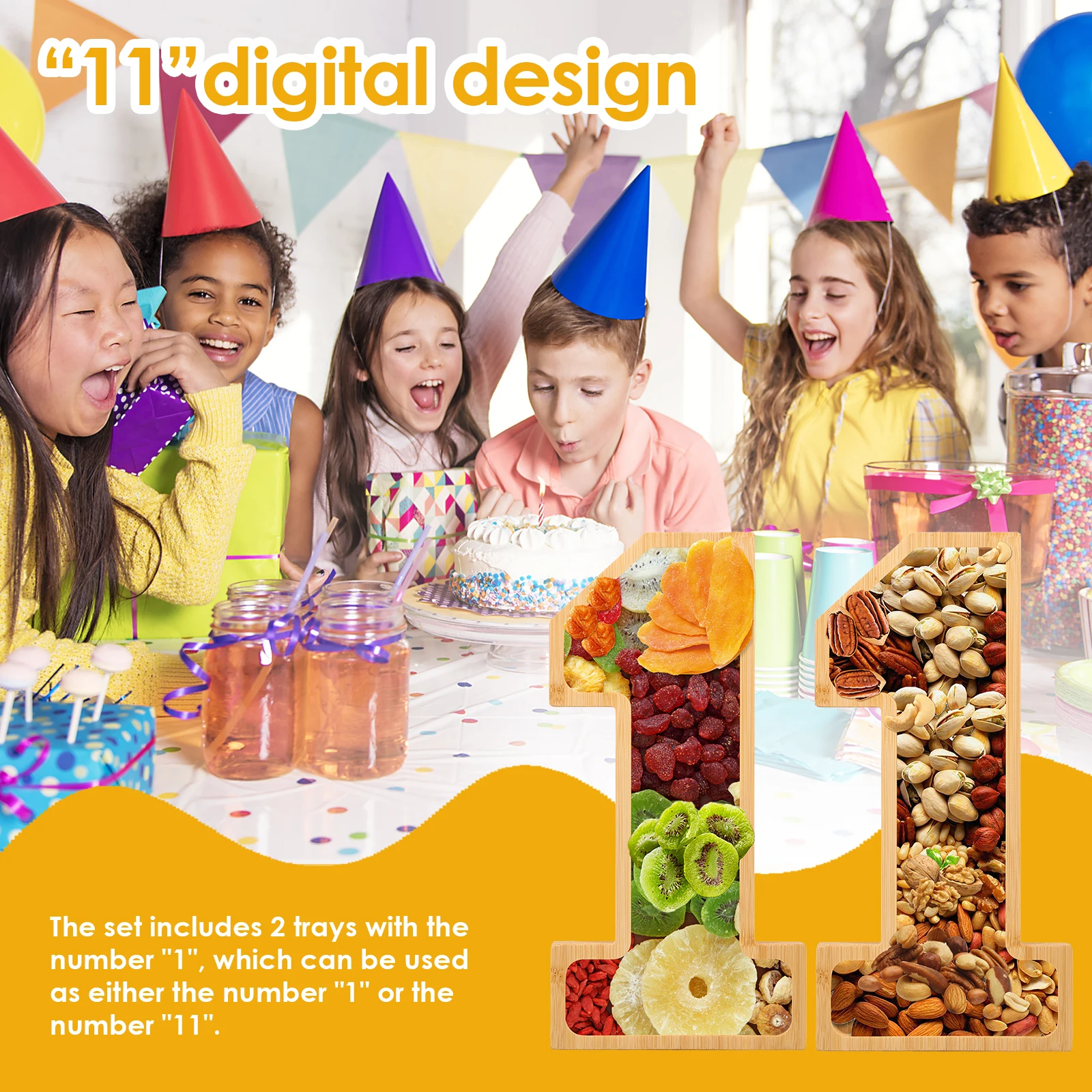 2 шт. поднос для закусок из бамбукового дерева простой в использовании