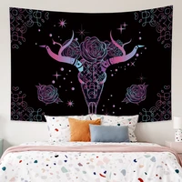 colourful cattle rose tapesty study room trippy art printing boho wall hanging bedroom living room dorm home decoration blanket