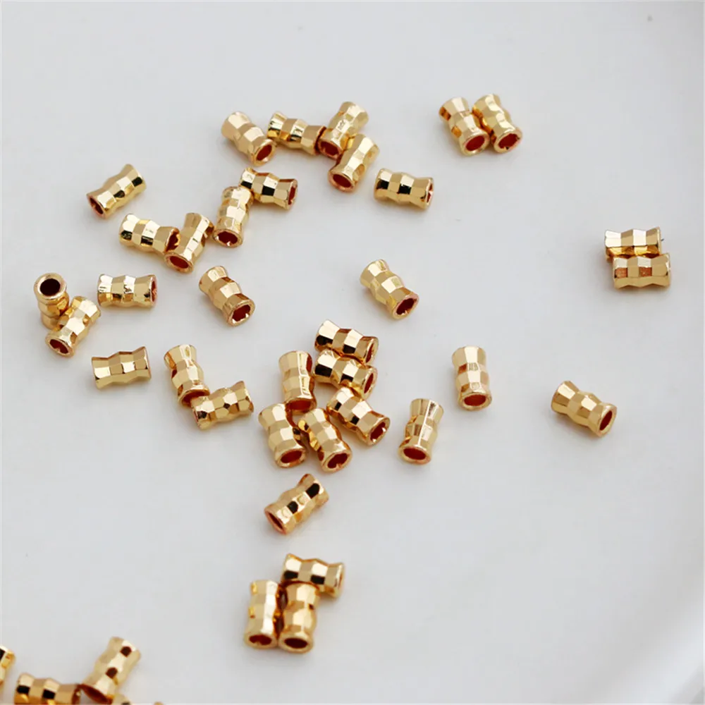 

14k Gold coated accessories color preserving laser surface tube beads 3 * 5mm cylindrical DIY jewelry handmade loose beads