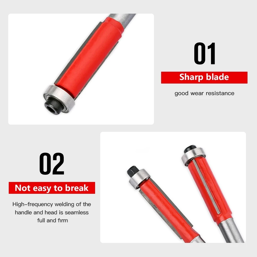 

4PC 1/4inch Milling Cutter Flush Trim Router Bit For Wood Tungsten Carbide Milling Cutter Power Tool Trimmer Carpentry Woodwork