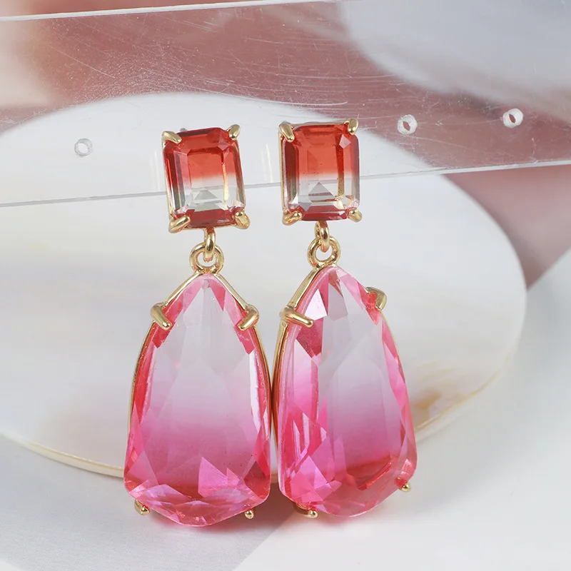 

European and American drop type gradient color matching translucent Earrings
