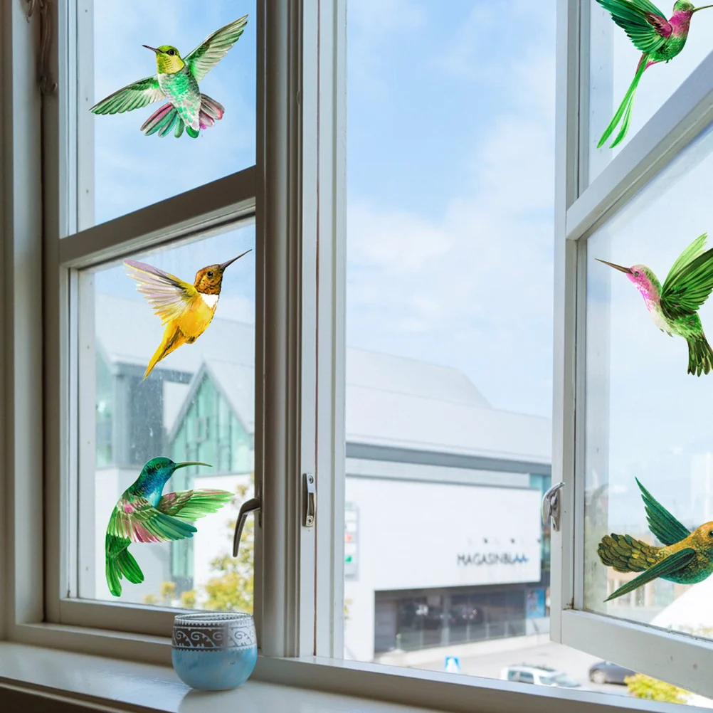 

6 Pcs Stained Glass Window Decal Decorative Birds Strike Prevention Back Pet Release Film DIY Anti-collision Cling Alert