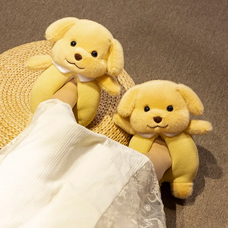 Новые зимние женские милые плюшевые тапочки с собакой нескользящая женская