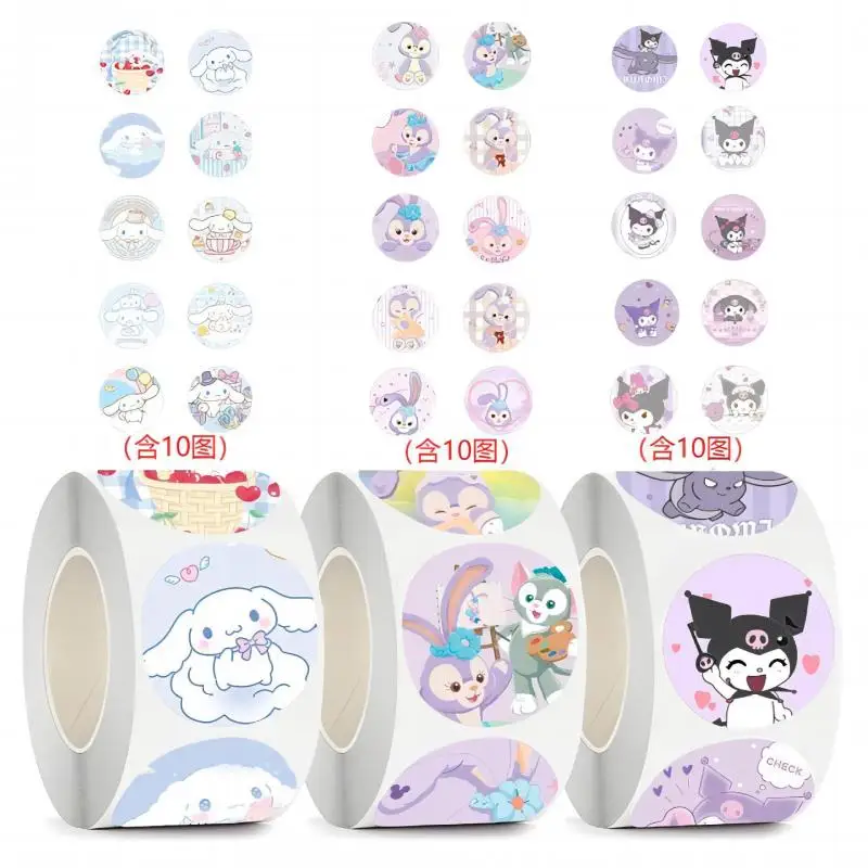 

500pcs Sanrio Creative Hand Account Decoration Stickers Rolls Cartoon Cute Anime Cinnamoroll Kuromi Pochacco car iPad Stickers