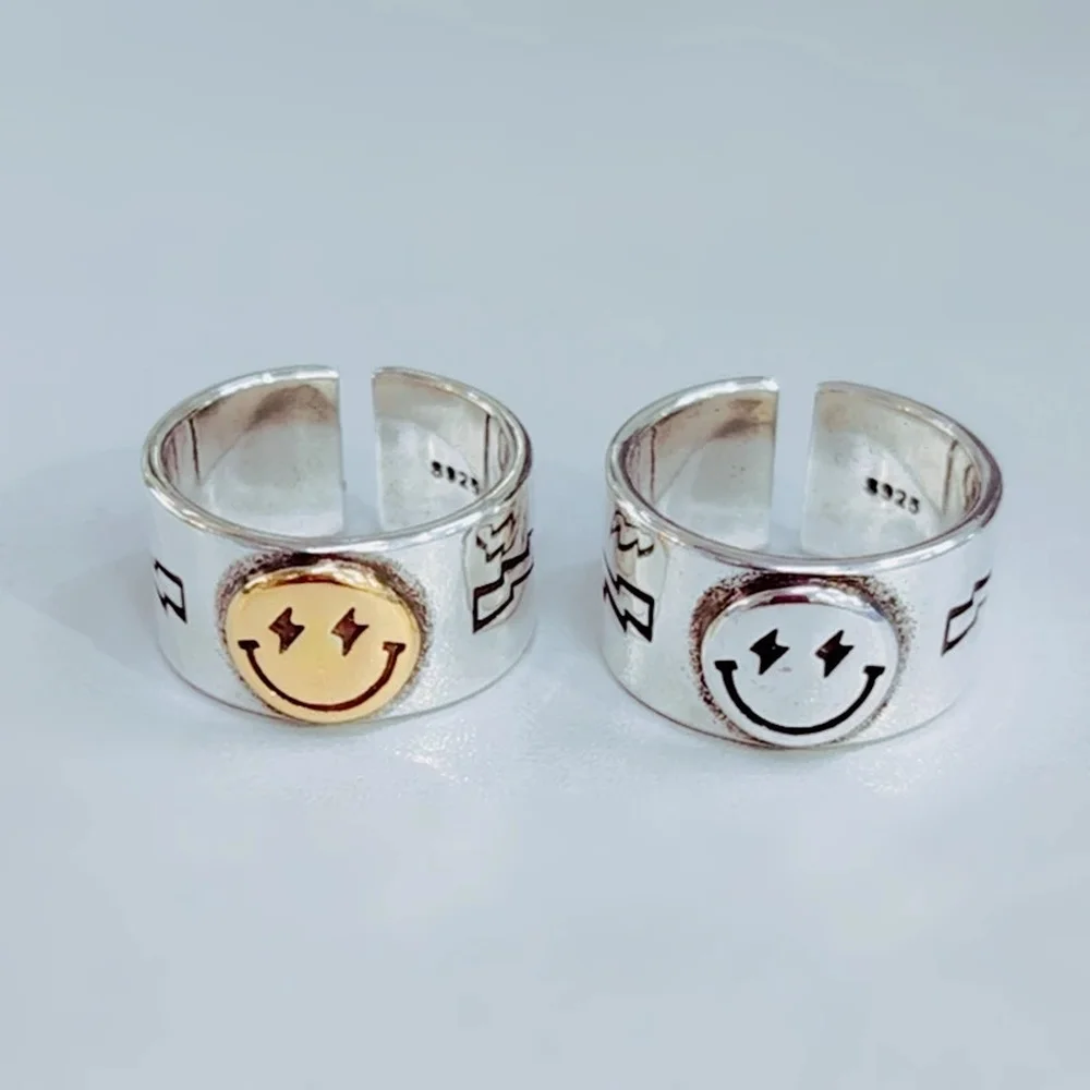 

Новинка 2021, винтажные женские кольца в стиле панк с изменяемым размером и изображением смайлика в стиле бохо, женские подвески, ювелирные изделия, мужское кольцо, модные кольца для пар, искусственный подарок
