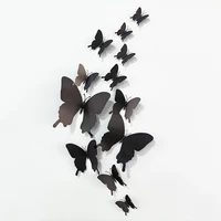 large black 3d three dimensional butterfly wall stickers 12 pieces for living room decoration wall stickers self adhesive wall s