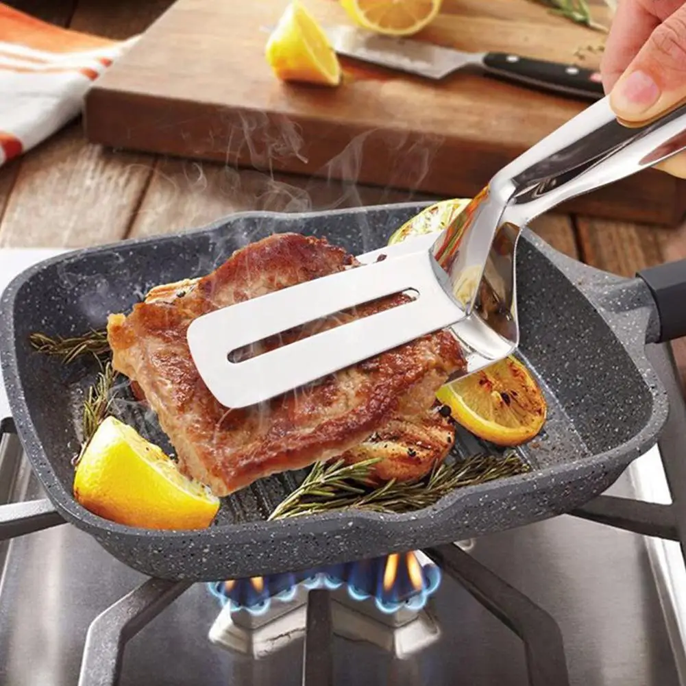 

Зажим для стейка из нержавеющей стали, зажим для еды, хлеба, мяса, щипцы, лопата, инструмент для барбекю, кухонная Лопата для рыбы, жареный зажим для стейка, приготовление пищи C6K5