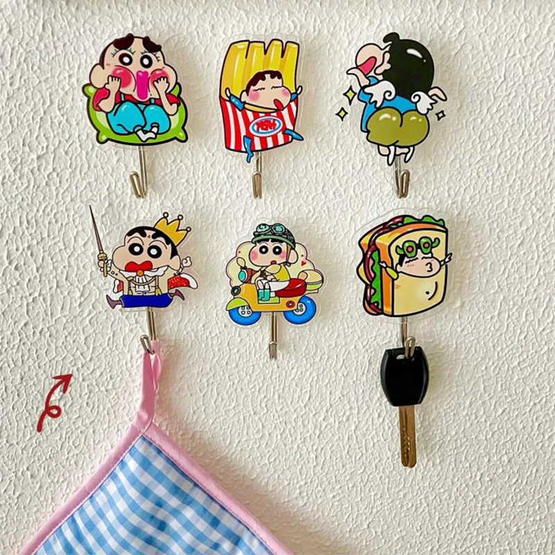 

Милый симпатичный крючок Sanrio Crayon Shinchan без следов, крючок для ванной комнаты, мультяшный милый акриловый крючок для двери, подарок на день рождения для девочек