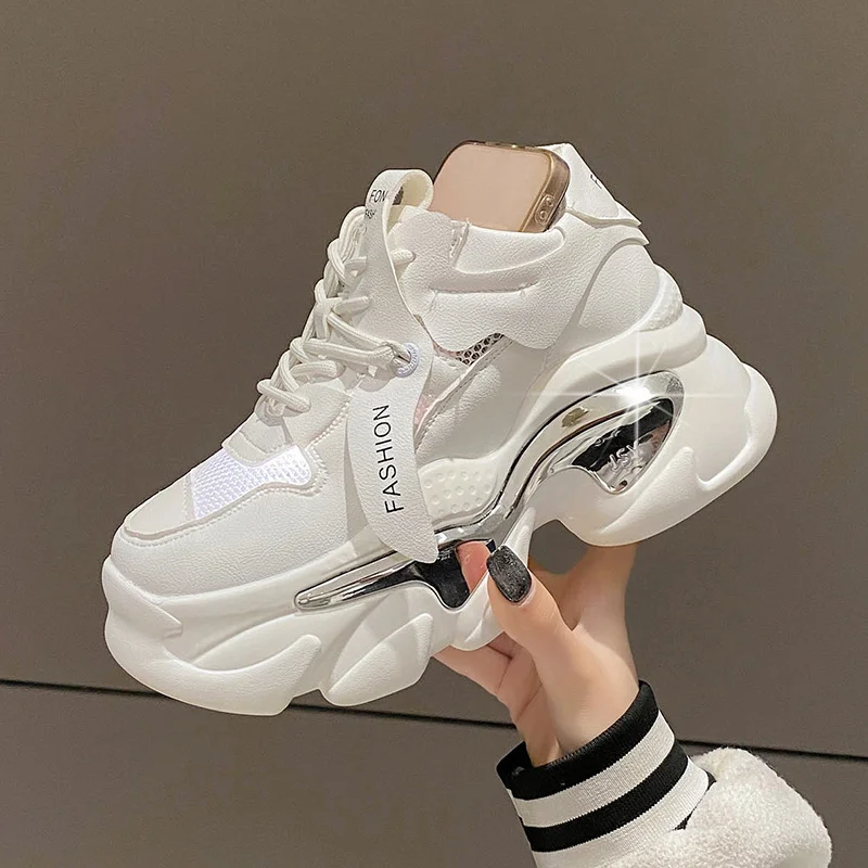 

Platform Mesh Sneakers Women Breathable Tennis Female Vulcanized Shoes Spring 8CM Chunky Sneakers Sports Dad Shoes Woman Spring