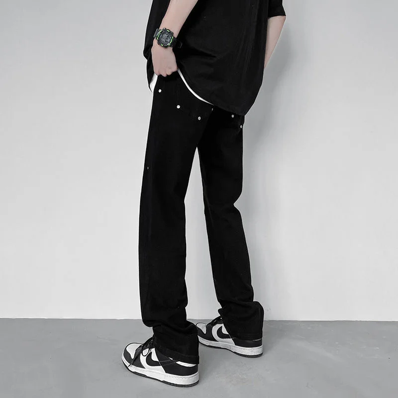 S-5XLWhite/Black Jeans Men Slim Fashion Casual Straight Jeans Mens Japanese Streetwear Hip Hop Denim Pants Mens Large Size