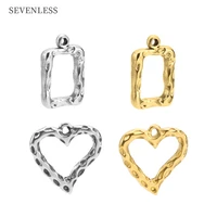 sevenless 5pcs set stainless steel heart retro square gold charm for diy necklace women jewelry finding making wholesale