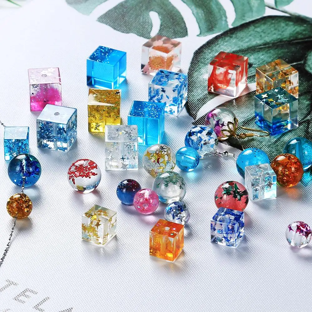 1PC Perforated Bead Pendant Silicone Mould Resin DIY Jewelry Crystal Epoxy Ab glue Sphere Cube | DIY&ampsilicone Mold
