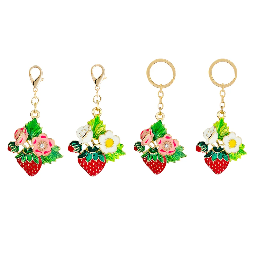 

4 Pcs Pineapple Keychain Bag Accessory Gift Purse Pendant Keychains Metal Ring Holder Hanging Modeling