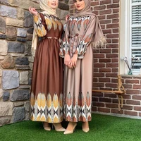 muslim fashion printed abaya dress elegant caftan luxury kaftan for islamic women dubai turkish style djellaba jalabiya