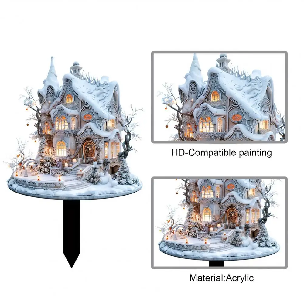 Snowy House Stake 2D плоский акриловый плантатор вставка украшение праздничный цветочный