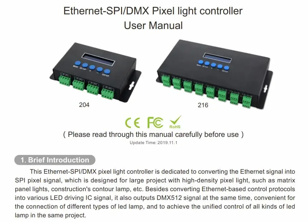 BC-216-V2 DC5V-24V ArtNet/sACN(E1.31) к SPI/DMX пиксельный светодиодный контроллер освещения Выход 16