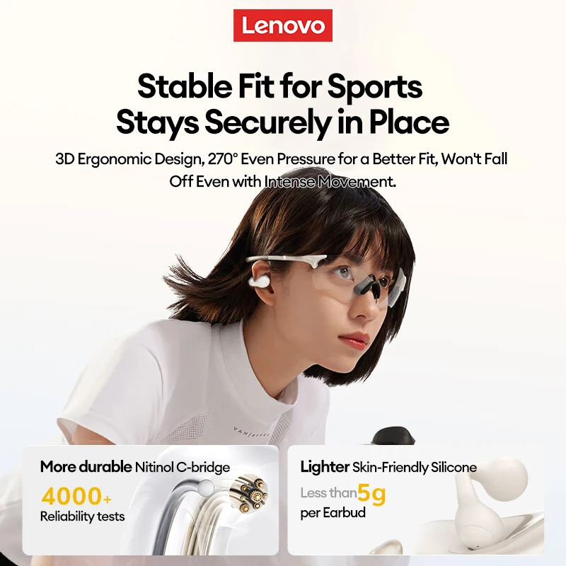 Фото Оригинальные беспроводные наушники Lenovo LP25 OWS, зажим для ушей, Bluetooth наушники, HIFI стерео музыка, игровой звонок, наушники с шумоподавлением №2