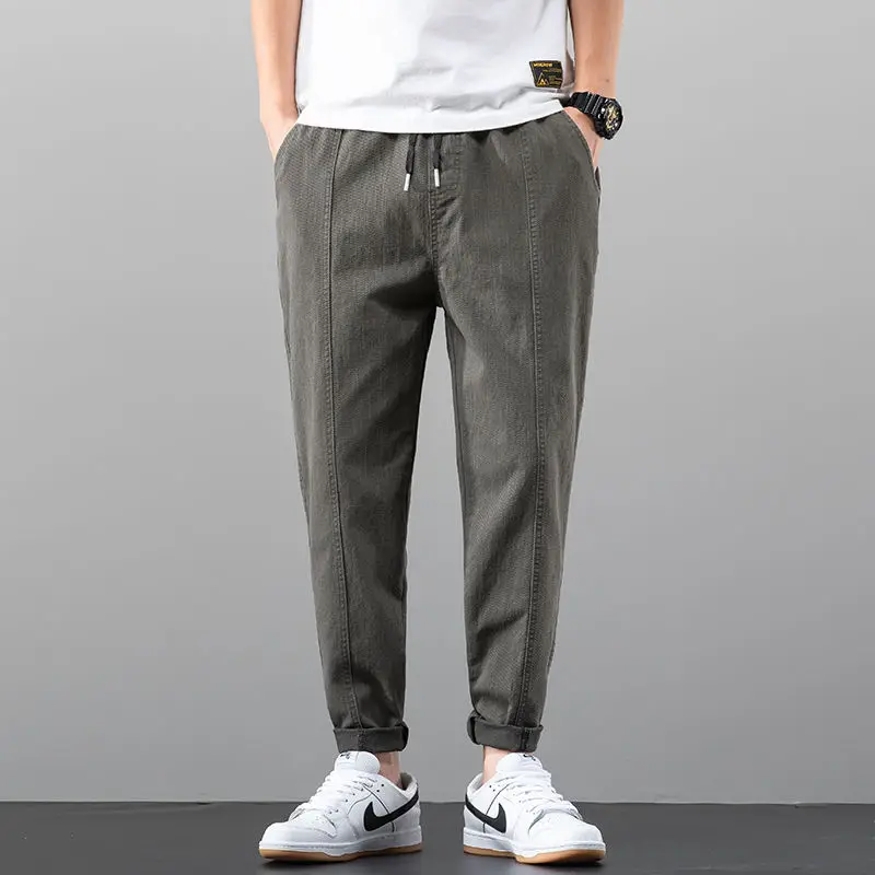 

Male Trousers Mens Joggers Solid Color Pocket Pants Sweatpants Men Pant Hip Hop Full-Length Cargo Trousers Streetwear E959