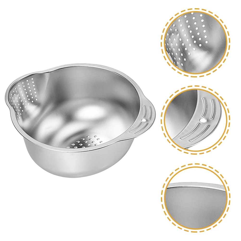 

Rice Washing Bowl Stainless Steel Colander Rice Strainer Colander Stainless Steel Rice Cleaner for Straining Drain Kitchen