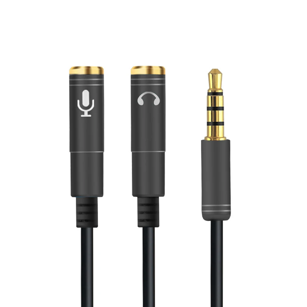 

3.5mm Stereo Audio Cable Male To 2 Female Headset Mic TRRS Y Splitter Cable Adapter Mobile Phone Adapters & Converters