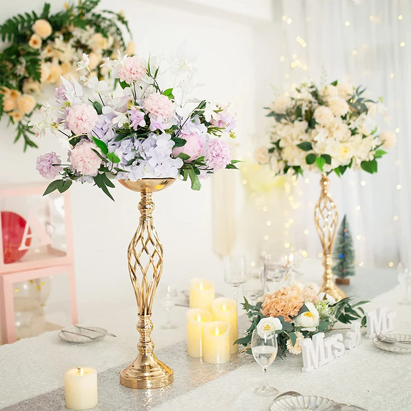 

Wedding Decoration Metal Flowers Vases Gold/ Silver Candle Holder Stand T Stage Road Decor Home Flower Arrangement Decoration