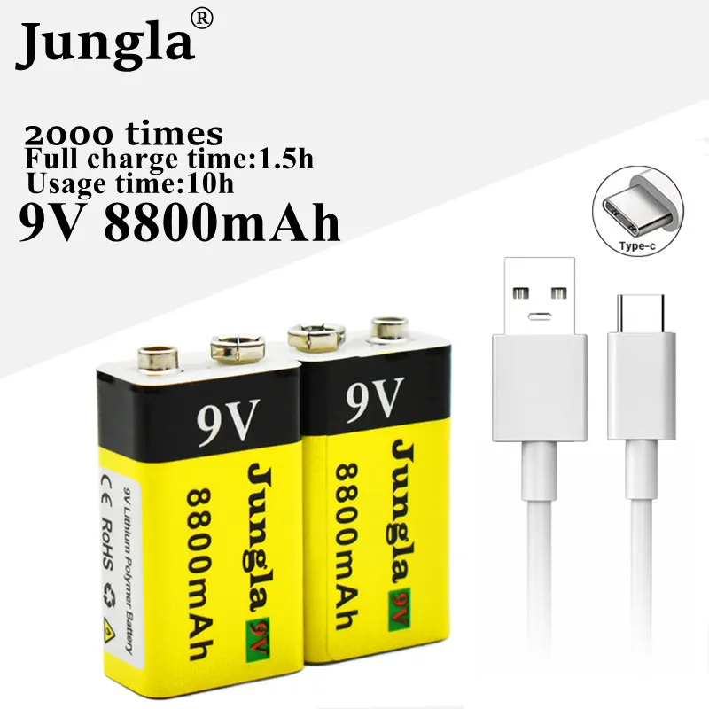 

9V 8800mAh lithium Rechargeable battery USB charging 9 v li-ion Square battery for Toy Remote Control KTV Multimeter Microphone