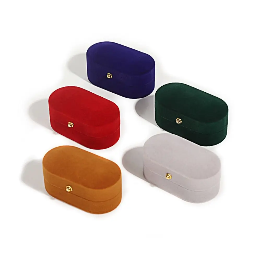 

Oval Velvet Jewelry Case Couple Ring Storage Box Exquisite Display Box for Wedding Engagement