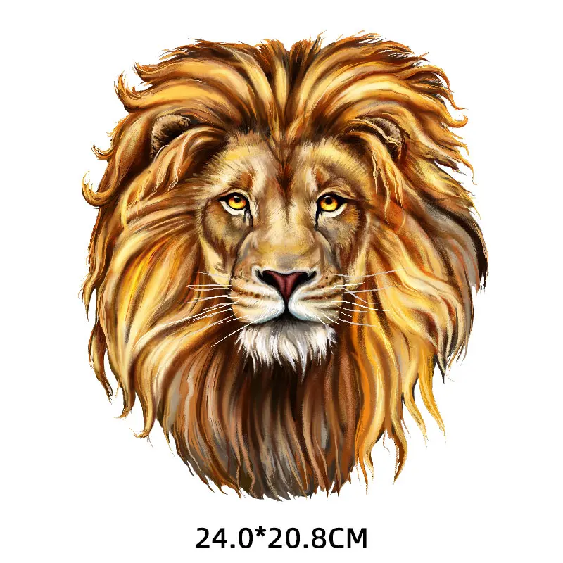 

Iron on Gold Lion Patches on Clothes Man's T-shirt Appliques Animals Heat Transfers Stickers for Clothing Thermoadhesive Patch