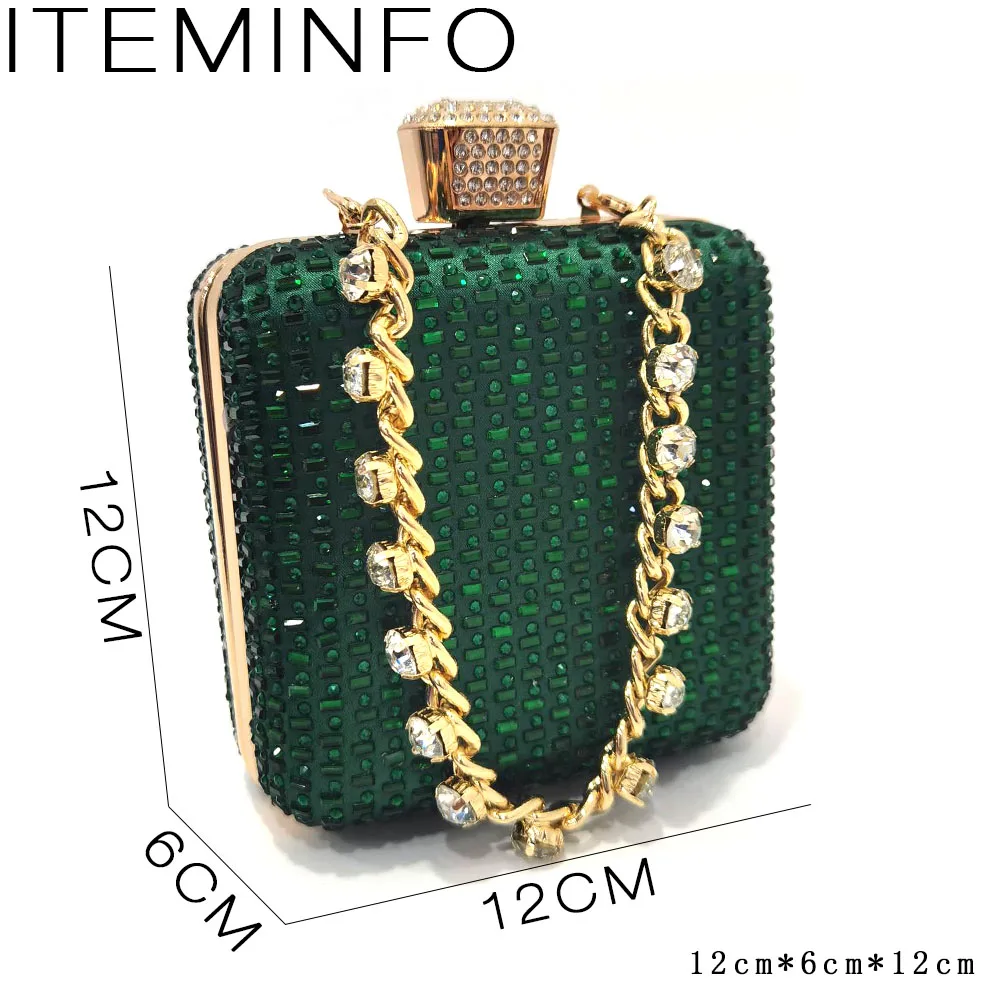 Venus Chan Latest Summer Women's Platform High Heels Green Color Full Drill Design Shoe and Bag Set for Party In Women Nigerian