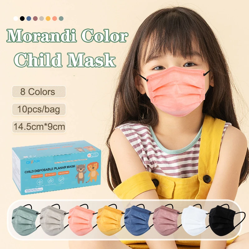 

10-200Pcs Kids Disposable Masks Morandi Color printed 4 layer Filter Fabric Child Mask Non-woven Girls Boys Children Mouth Mask