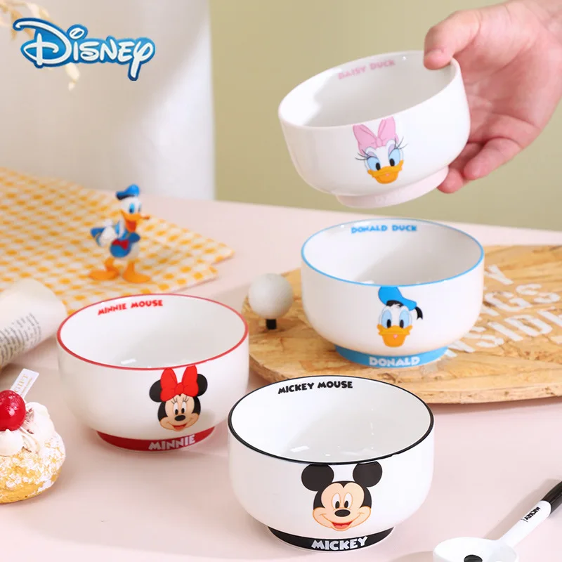 

Kawaii Disney Anime Bowls Mickey Minnie Donald Duck Children Family Ceramic Fruit Rice Kitchen Soup Bowl Restaurant Tableware