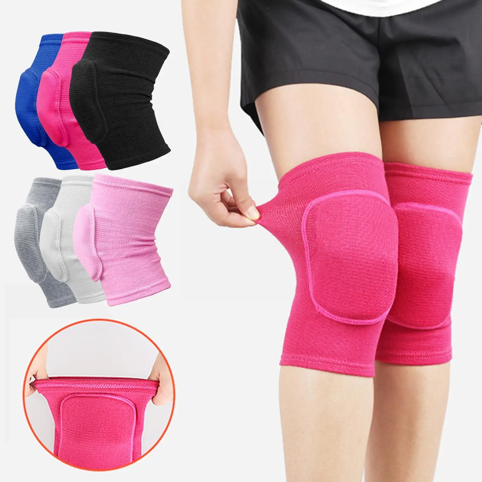 

Sports Compression Knee Pads Elastic Knee Protector Thickened Sponge Knees Brace Support for Dancing Workout Training M2S8