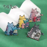 drui warm cat family brooch for women colorful enamel animal pins womens clothes badge backpack icon brooches christmas gift