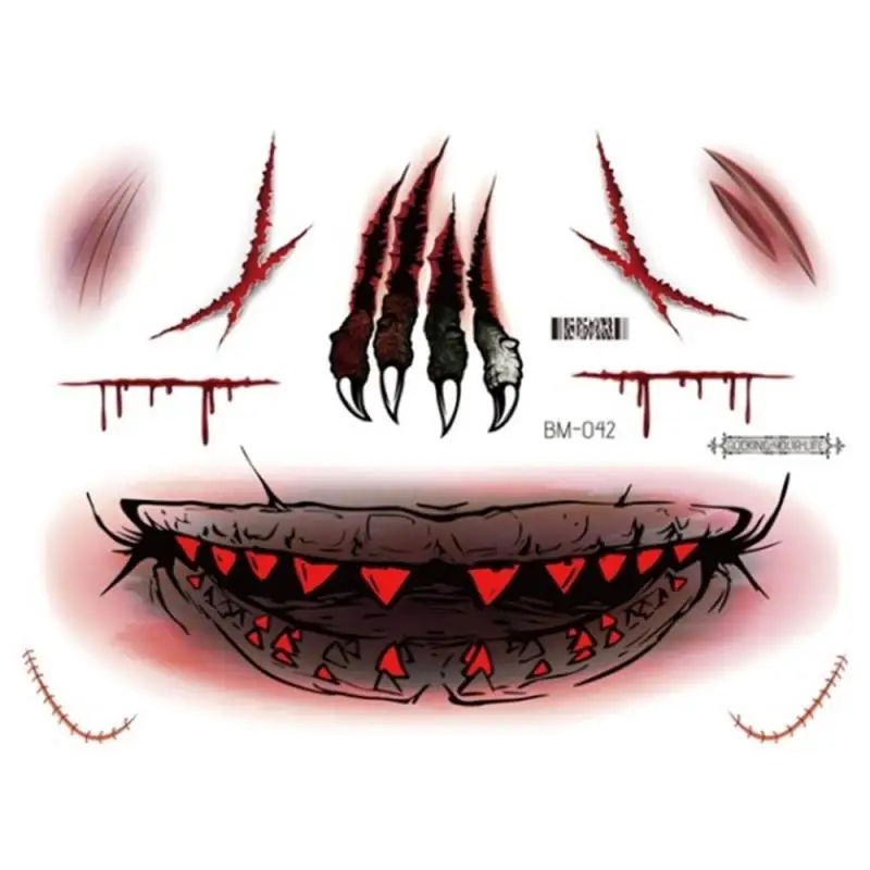 

Masquerade Party -catching Scary Sticker Frightening Halloween Creative Halloween Dress Up Fake Scar Popular Fear Unique