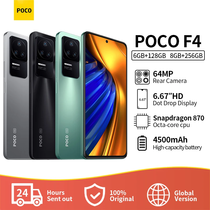 

POCO F4 5G 6GB 128GB/8GB 256GB Global Version Smartphone Octa Core 67W 120Hz Charging Power 64MP Triple Camera NFC